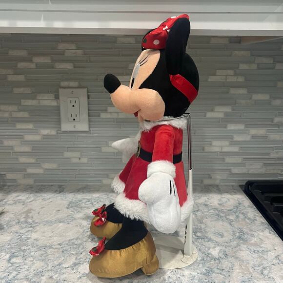 Disney Parks Holiday Minnie Mouse Christmas Santa Dress Gold Shoes 17" Plush - Picture 5 of 5